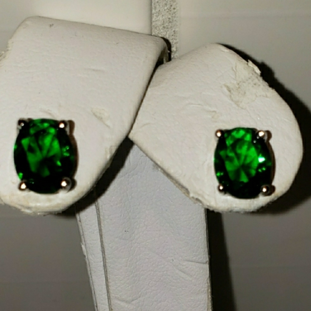 Emerald And Silver Earrings.